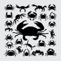 Crab Silhouette. A set of Crab silhouettes Royalty Free Stock Photo