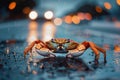 A crab stands in the rain Royalty Free Stock Photo