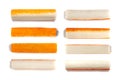 Crab Stick Isolated, Orange Crabstick Closeup, Crabmeat Food, Crabmeat Fish Sticks, Crab Sticks Royalty Free Stock Photo