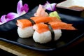 Crab stick sushi or Japanese kani sushi . Royalty Free Stock Photo