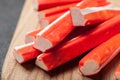 Crab sticks, artificial imitation. Surimi appetizer