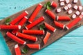 Crab sticks from fish protein