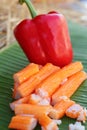 Crab sticks with fruits and vegetables Royalty Free Stock Photo