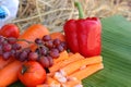 Crab sticks with fruits and vegetables Royalty Free Stock Photo