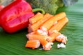 Crab sticks with fruits and vegetables Royalty Free Stock Photo