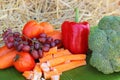 Crab sticks with fruits and vegetables Royalty Free Stock Photo