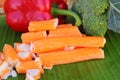 Crab sticks with fruits and vegetables Royalty Free Stock Photo