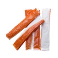 Crab sticks isolated on white Royalty Free Stock Photo