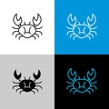 Crab thin linear simple icon. Top view silhouette.