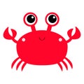 Crab toy icon. Big eyes, claws. Cute cartoon kawaii funny baby character. Sea ocean animal collection. Flat design. Kids print. Royalty Free Stock Photo