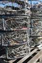 Crab traps and floats in the Yaquina marina Royalty Free Stock Photo