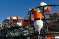 Crab traps and floats in the Yaquina marina