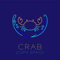 Crab, Water splash and Air bubble icon outline stroke set Royalty Free Stock Photo