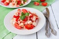 Crabmeat salad with tomatoes and onion Royalty Free Stock Photo