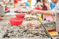 Crabs and lobster at the fish market Royalty Free Stock Photo