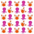 Crabs with Octopuses Kids Pattern, Texture, Background