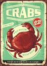 Crabs vintage tin sign