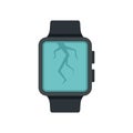 Crack display smartwatch repair icon flat isolated vector