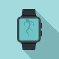 Crack display smartwatch repair icon, flat style