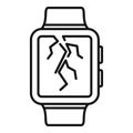 Crack display smartwatch repair icon, outline style