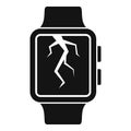 Crack display smartwatch repair icon, simple style