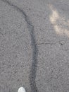 A crack in a parking lot Royalty Free Stock Photo