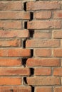 Crack of red brick wall Royalty Free Stock Photo