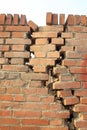 Crack of red brick wall Royalty Free Stock Photo