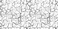 Crack seamless pattern. Repeating crackle texture. Black stone effect on white background. Repeated ground structure for prints de