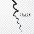 Crack in surface. Rift in earth. Realistic fracture in wall. Vector illustration Royalty Free Stock Photo