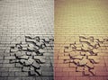 Crack tile ground in retro and grunge style set Royalty Free Stock Photo