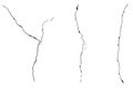 Crack vector set. Grunge urban graphic elements of rough surface. Dust overlay distress grained texture. One color Royalty Free Stock Photo