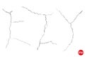 Crack vector set. Grunge urban graphic elements of rough surface. Dust overlay distress grained texture. One color Royalty Free Stock Photo