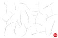 Crack vector set. Grunge urban graphic elements of rough surface. Dust overlay distress grained texture. One color Royalty Free Stock Photo