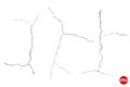 Crack vector set. Grunge urban graphic elements of rough surface. Dust overlay distress grained texture. One color Royalty Free Stock Photo