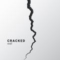 Crack vector wall line effect. Ground broken cracked wall earthquake isolated background Royalty Free Stock Photo