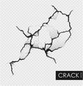 crack on the wall with broken pieces