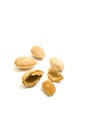 Cracked almon nut on white Royalty Free Stock Photo