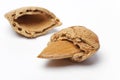 Cracked almond in a shell Royalty Free Stock Photo