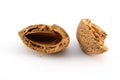 Cracked almond shell Royalty Free Stock Photo