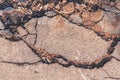 Cracked asphalt holes road old area background