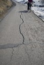 Cracked asphalt road surface texture Royalty Free Stock Photo