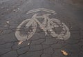 Cracked bicycle path sign Royalty Free Stock Photo