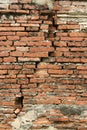 cracked old red Brick wall vertical background Royalty Free Stock Photo