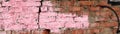Cracked Brick Wall Pink Paint Banner Royalty Free Stock Photo