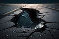 Cracked and broken asphalt road after earthquake Royalty Free Stock Photo