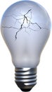 Cracked Broken Light Bulb Isolated Royalty Free Stock Photo