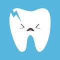 Cracked broken tooth icon. Sad face emoticon. Crying bad ill teeth with caries. Cute cartoon kawaii funny baby character. Oral Royalty Free Stock Photo