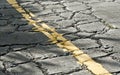 Cracked cement road Royalty Free Stock Photo