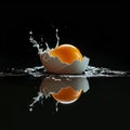 Cracked chicken egg on dark background. Royalty Free Stock Photo